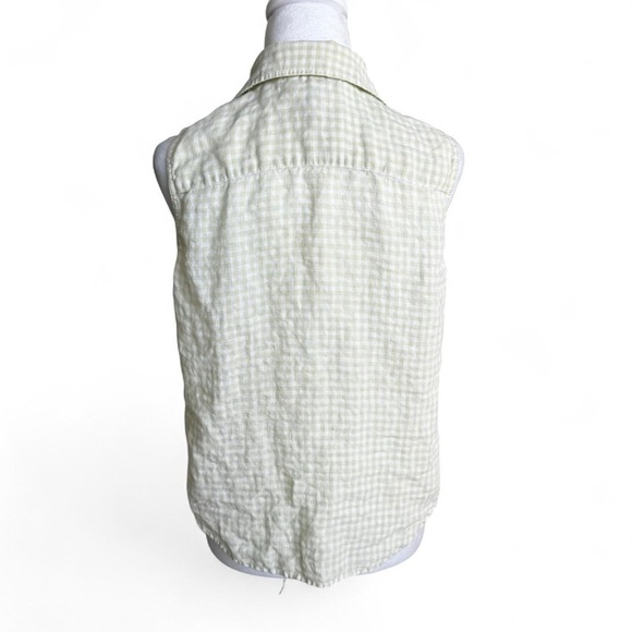 Ralph Lauren White and Green 100% Linen Sleeveless Button Down Shirt - Picture 2 of 8